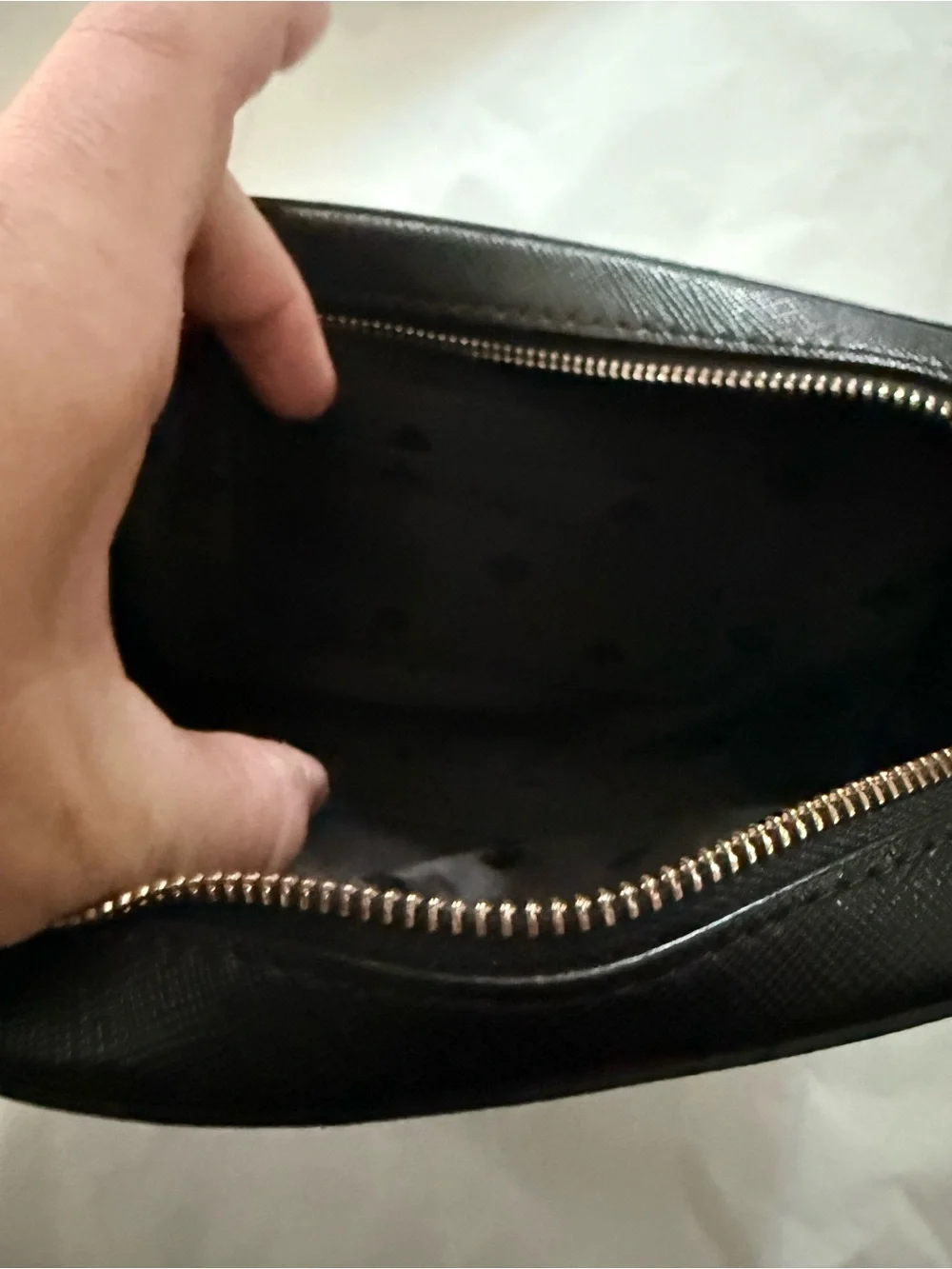 kate spade Black Saffiano cross body bag with Gold Logo